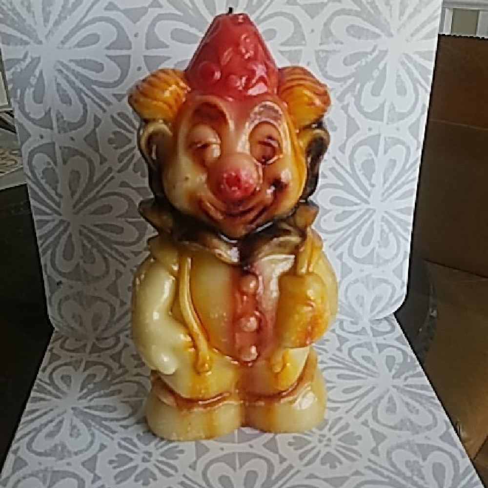 Vintage 80s Creepy Clown Candle Halloween